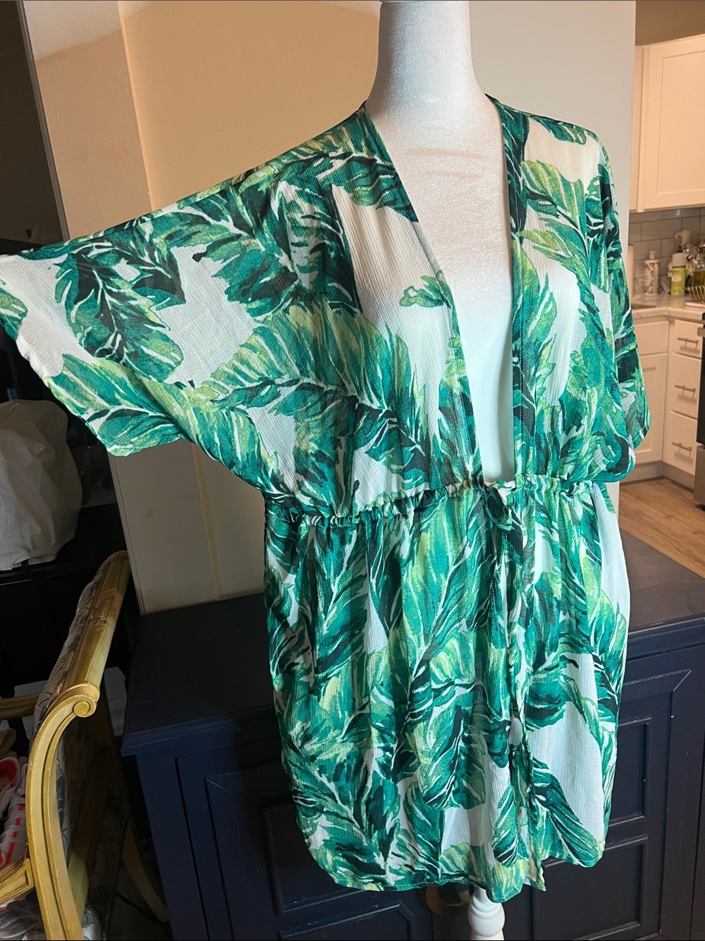 J Valdi Women's Tropical Leaf Green Swim Coverup